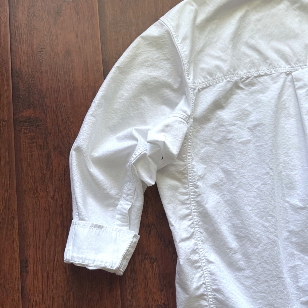AYR The Tate Shirt Large White Cotton Oxford Stand Collar Oversized Minimalist - Picture 14 of 16
